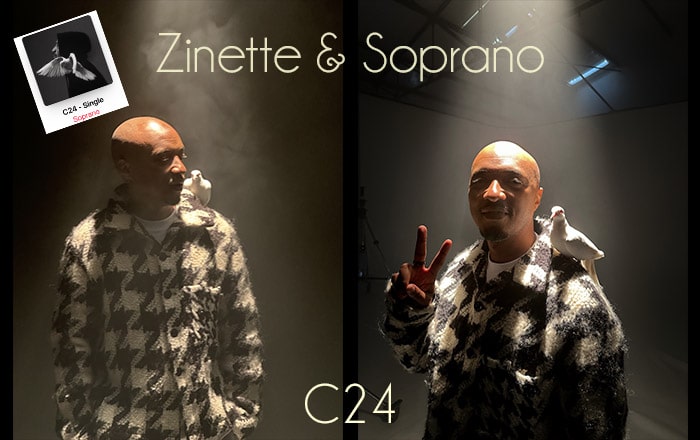 C24 la Colombe Zinette et Soprano coulisse tournage du clip avec la colombe zinette